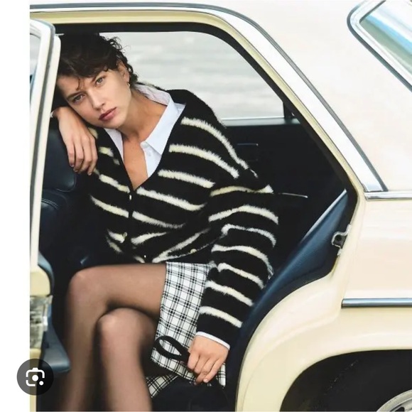 NWOT Sweater lady jacket in striped brushed yarn - Picture 2 of 6